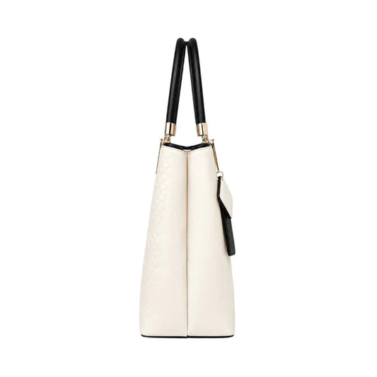 Lomx Elegant White Leather Fashion Handbag