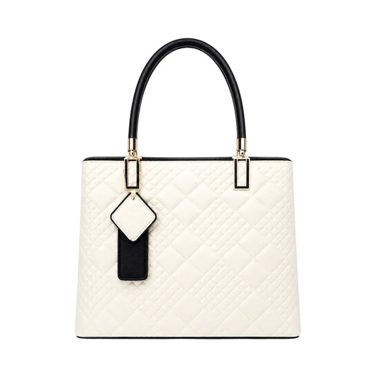 Lomx Elegant White Leather Fashion Handbag