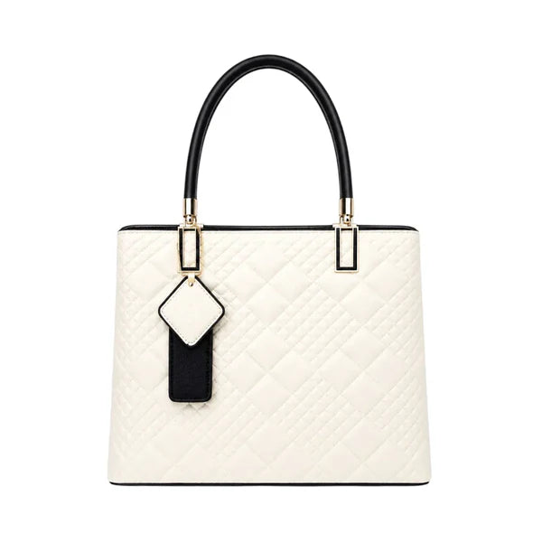 Lomx Elegant White Leather Fashion Handbag