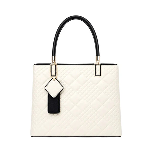 Lomx Elegant White Leather Fashion Handbag