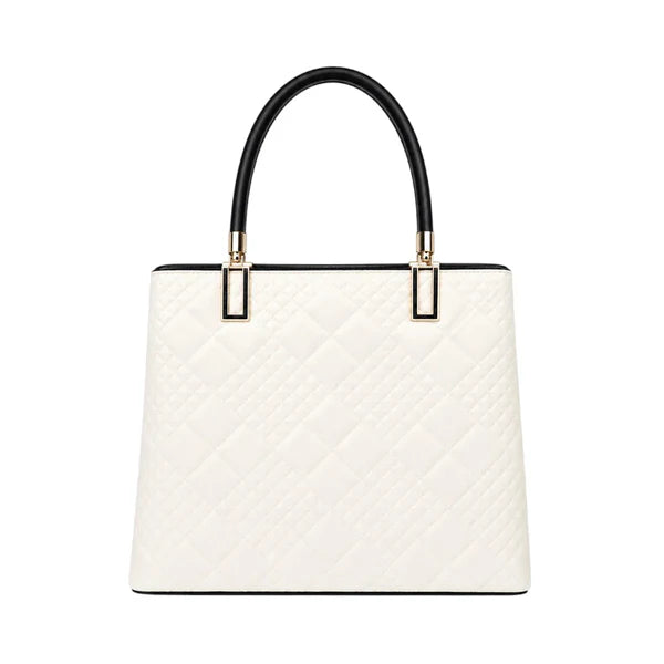 Lomx Elegant White Leather Fashion Handbag