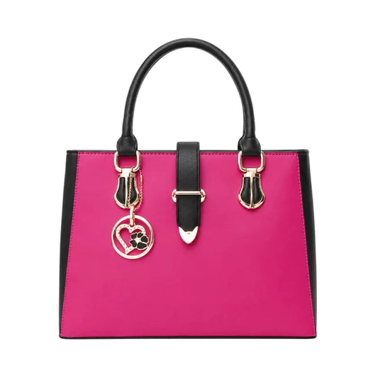 Lomx Luxury Pink Fashion Handbag with Decorative Charm